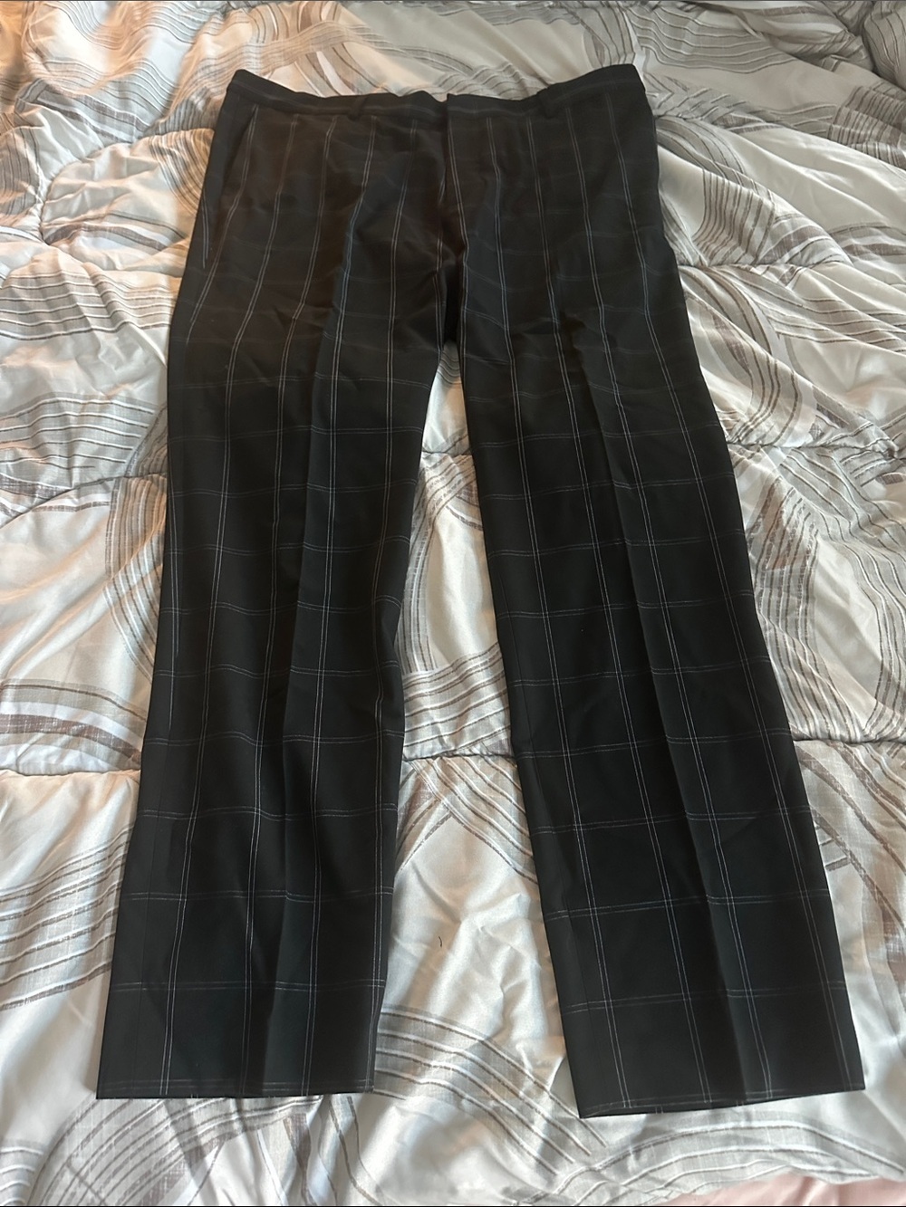 H&M Black Pinstripe Windowpane Dress Pants
